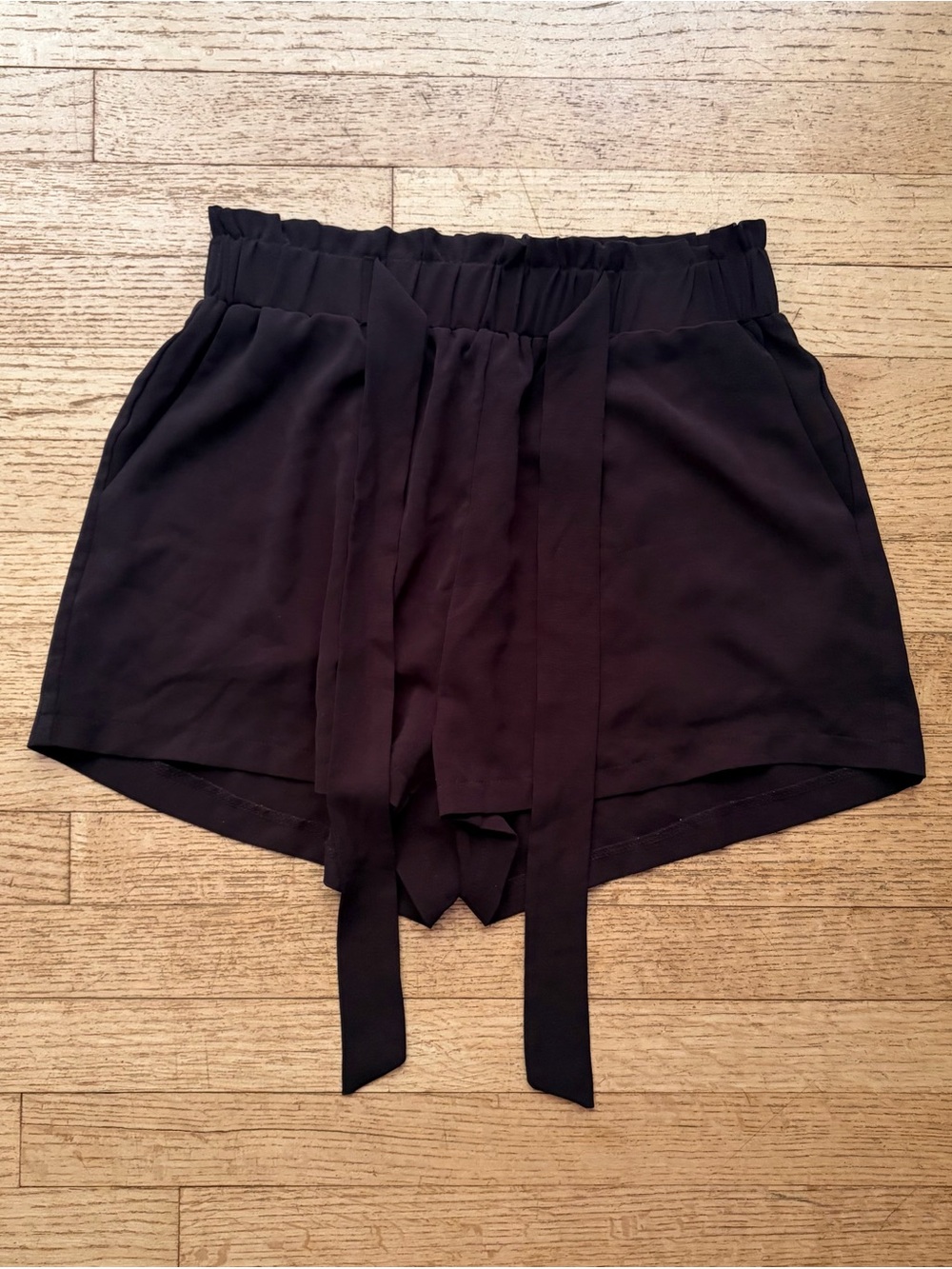 SHEIN Black High-Waist Tie-Front Women's Shorts